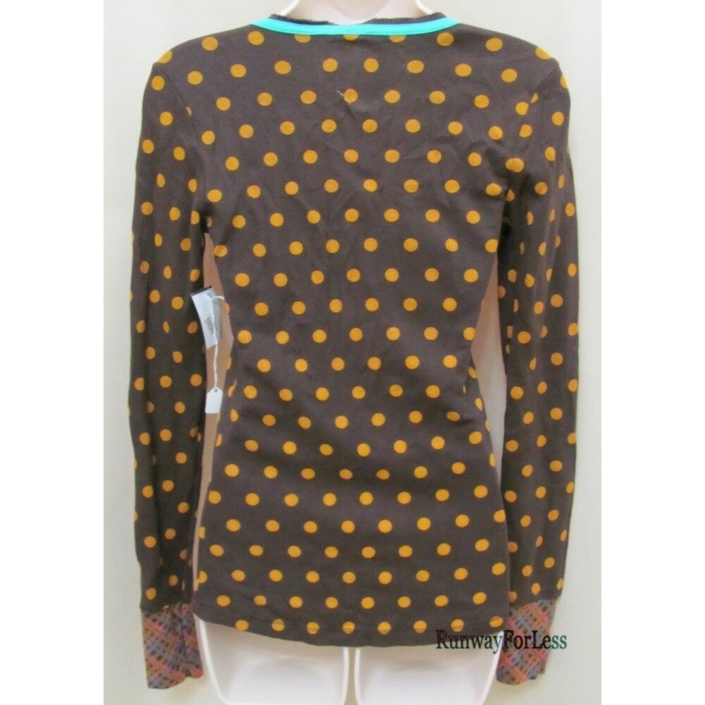 New SCRAPBOOK Misses Medium Brown Polkadot Polka Dot Thermal Tee Top Long Sleeve - Picture 4 of 5